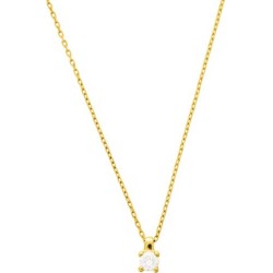 Collier Solitaire Carador en or jaune 375/000, oxyde de zirconium de 3mm serti 4 griffes