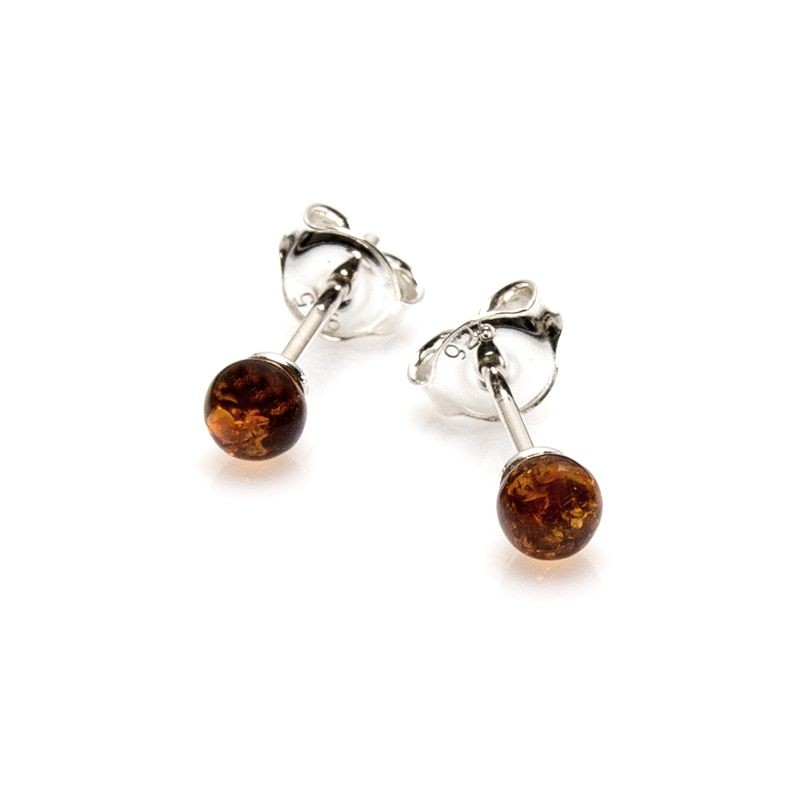 boucles d'oreilles perle d'ambre Carador en argent 925/000, 4 mm