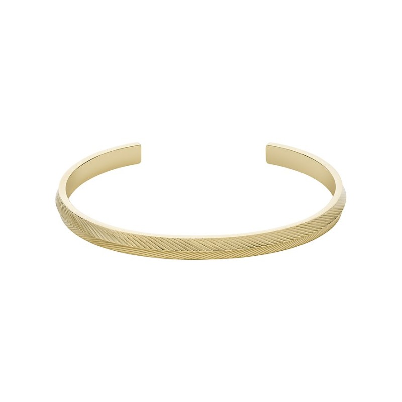 Bracelet jonc Fossil collection Harlow Linear Texture acier doré