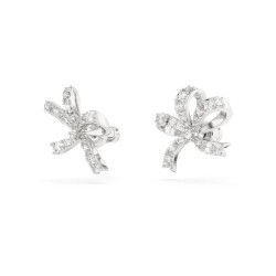 Boucles d'oreilles Clous Swarovski Métal argenté et Cristaux Motif noeud