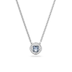 Collier Femme Swarovski acier argenté avec Cristal bleu Maille forçat