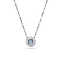Collier Femme Swarovski Métal argenté avec Cristal bleu Maille forçat
