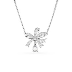 Collier Femme Swarovski Métal argenté avec Cristaux Motif noeud Maille forçat