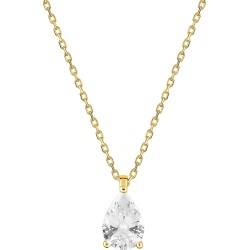 Collier Solitaire Carador en or jaune 375/000, oxyde de zirconium serti