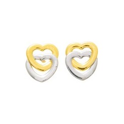 Boucles d'oreilles Carador en or 750/000 bicolore cœurs enlacés