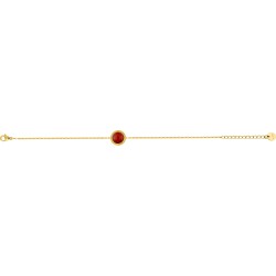 Bracelet Fantaisie Amporelle en acier doré avec rubis synthétique