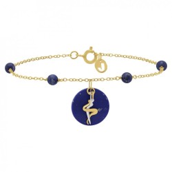 Bracelet Femme Jourdan Or 375/000 Pierre synthétique et Perles bleues Maille forçat