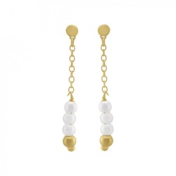 Boucles d'Oreilles Pendantes  Jourdan Or 375/000 avec Perles blanches