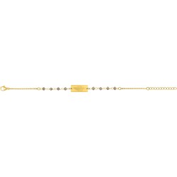 Bracelet Fantaisie Amporelle en acier doré avec cristaux beiges et plaque gravée