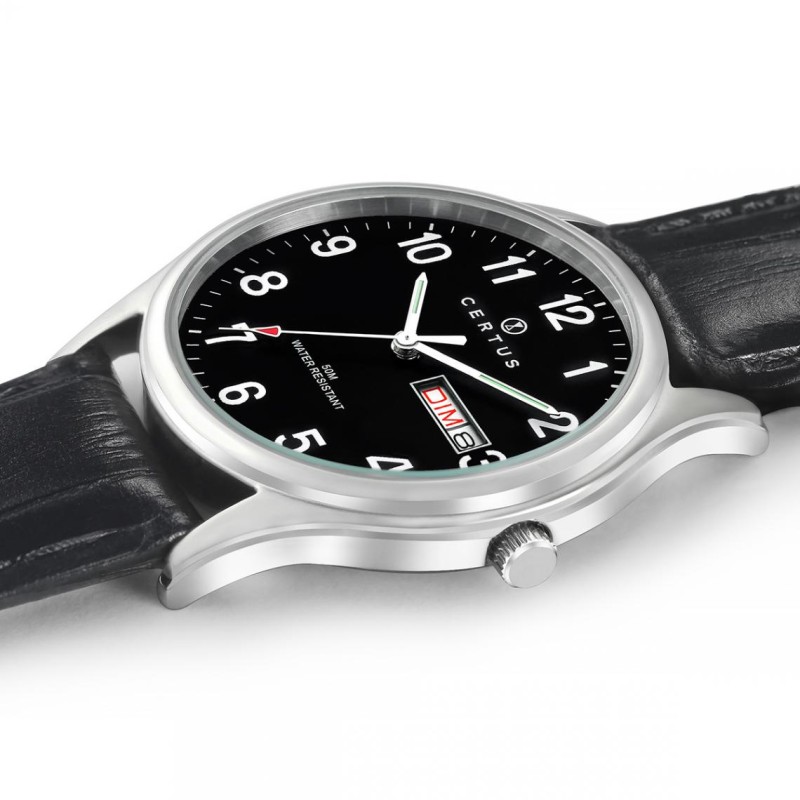 Montre analogique Certus bracelet cuir noir