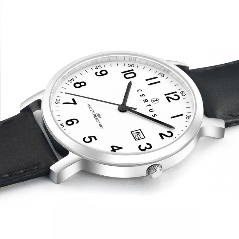 Montre analogique Certus bracelet cuir noir