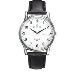 MONTRE CERTUS FEMME BRACELET CUIR NOIR