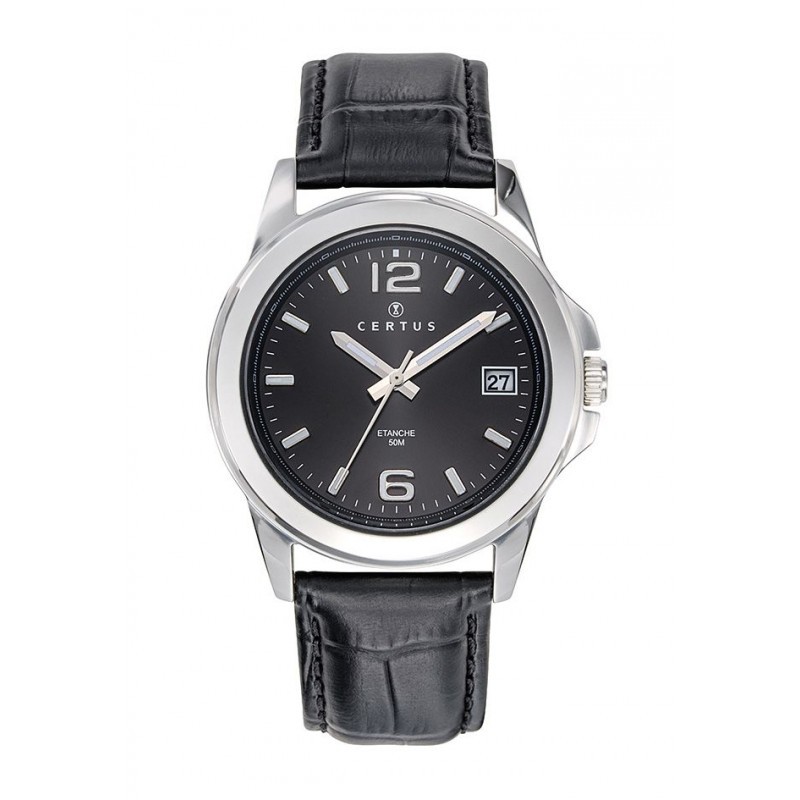 Montre analogique Certus bracelet cuir noir