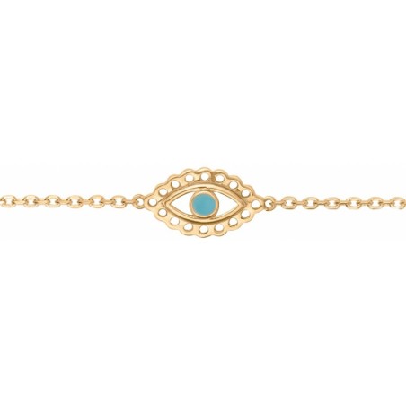 Bracelet Santorin oeil grec plaqué or femme chance bohème
