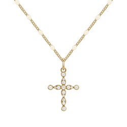 Collier Carador Femme en Plaqué Or et Oxydes de zirconium Motif croix