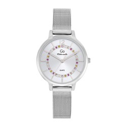 MONTRE GO GIRL ONLY BRACELET ARGENTE MAILLES MILANAISES CADRAN AVEC STRASS MULTICOLORES