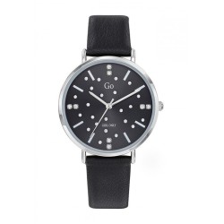 MONTRE GO GIRL ONLY BRACELET CUIR NOIR CADRAN NOIR AVEC STRASS