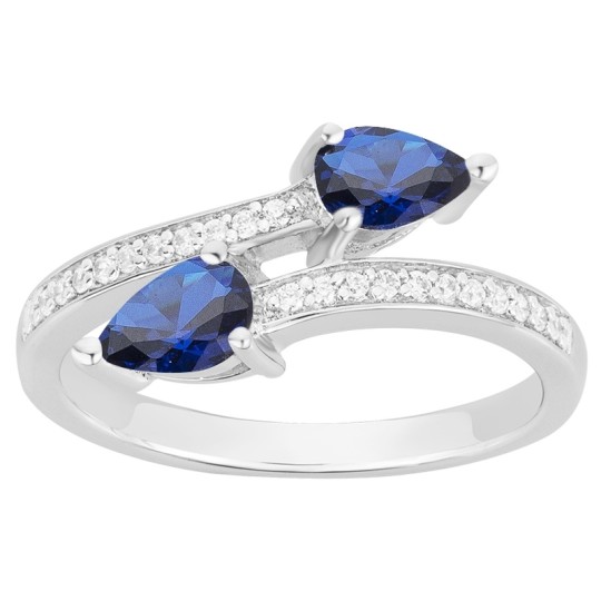 Bague Cocktail Or Blanc 18k Avec Spinelle Bleu Synthétique 4,00 Carats - Taille 51