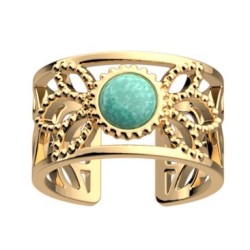 Bague Femme Collection Lotus Les Georgettes Plaqué Or et Perle verte