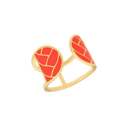 Bague Femme Collection Tresse Les Georgettes Laiton doré et corail