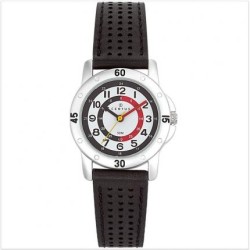 MONTRE CERTUS ENFANT EN CUIR NOIR CADRAN PEDAGOGIQUE