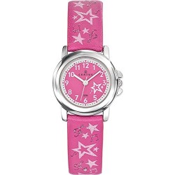 MONTRE CERTUS ENFANT EN CUIR ROSE AVEC ETOILES  ET NOTES DE MUSIQUECADRAN ROSE