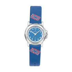 MONTRE CERTUS JUNIOR EN CUIR BLEU AVEC DRAPEAU UNION JACK CADRAN BLEU