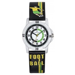 MONTRE CERTUS ENFANT EN CUIR NOIR FOOTBALL CADRAN PEDAGOGIQUE