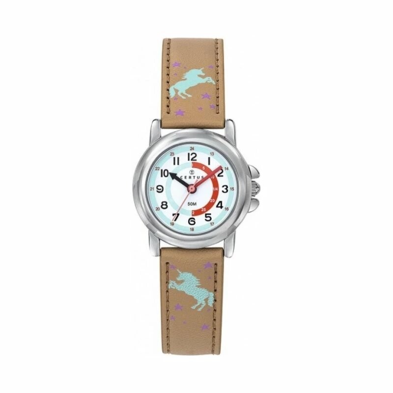 Montre analogique Certus Junior licornes bracelet cuir marron