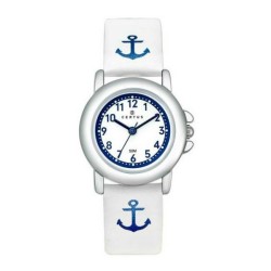 MONTRE CERTUS ENFANT EN CUIR BLANC AVEC ANCRE MARINE