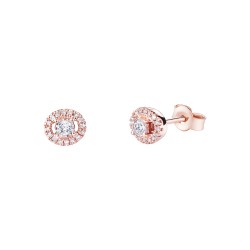 BOUCLES D'OREILLES CLOUS FEMME MAUBOUSSIN "VIE LIBERTE ET AMOUR" EN OR ROSE 750/000 ET DIAMANTS