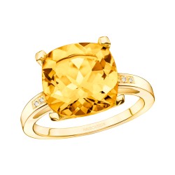 BAGUE FEMME MAUBOUSSIN "PETIT VISAGE D'AMOUR" EN OR JAUNE 750/000 CITRINE ET DIAMANTS