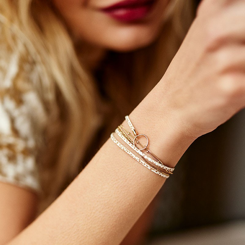 Bracelet Flowers for Zoé collection Clover Sable Leo argent doré