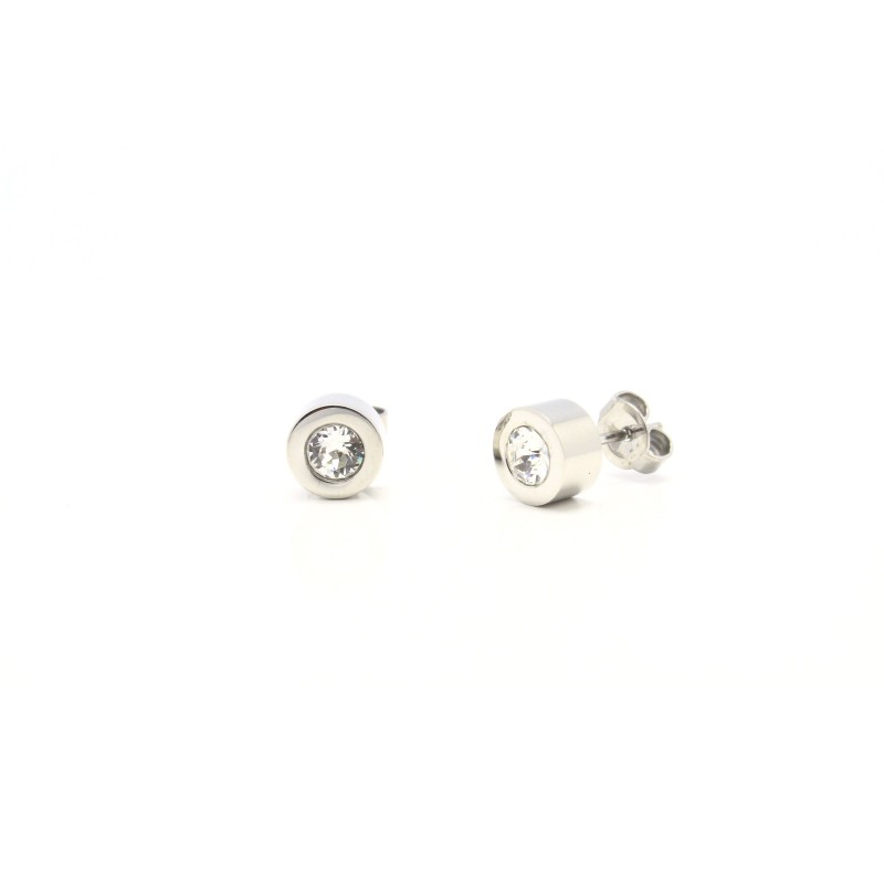 AMPORELLE, Boucles d'Oreilles en Acier et Cristal