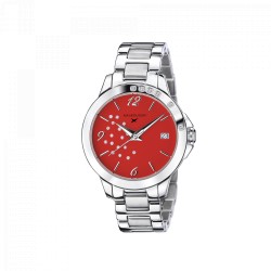 MONTRE FEMME MAUBOUSSIN SO URGENT ROUGE EN ACIER ARGENTE