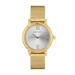 MONTRE FEMME MAUBOUSSIN REVENDICATION EN ACIER DORE MAILLES MILANAISES