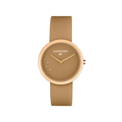 MONTRE FEMME MAUBOUSSIN L'HEURE CARAMEL PRALINE RONDE BRACELET SILICONE