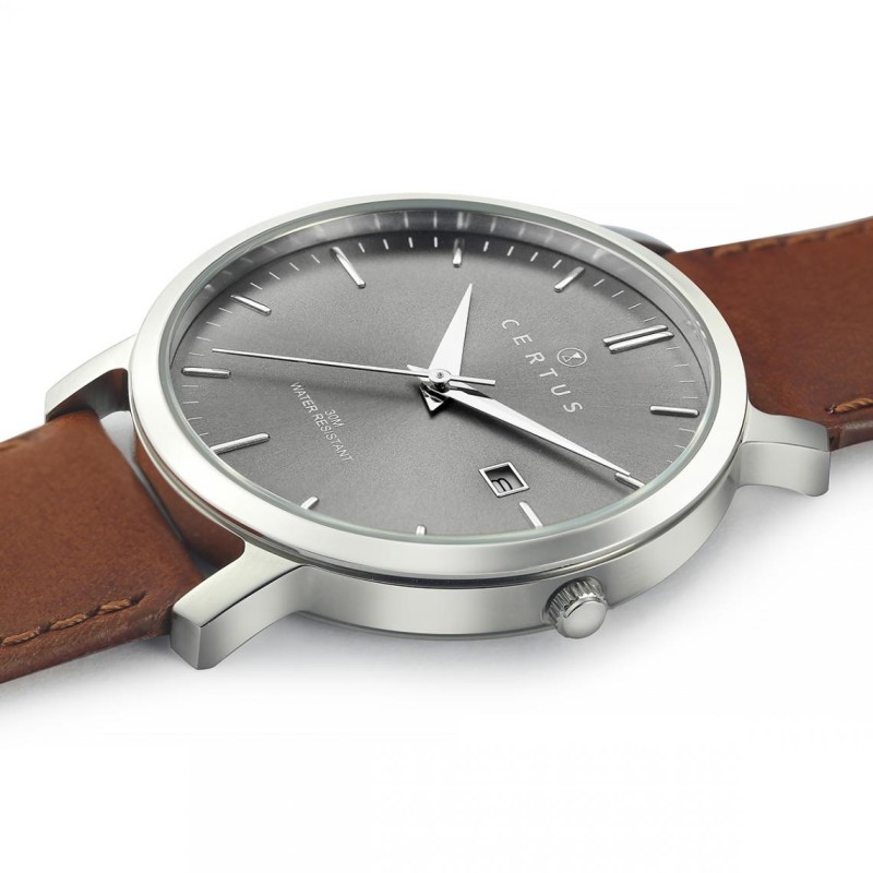 Montre analogique Certus bracelet cuir marron