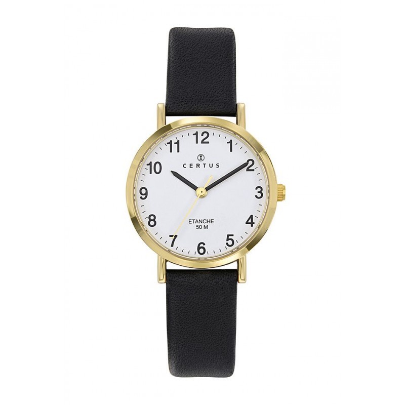 Montre analogique Certus bracelet cuir noir
