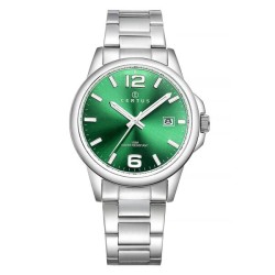 MONTRE CERTUS HOMME BRACELET ACIER DATEUR A 3H CADRAN VERT