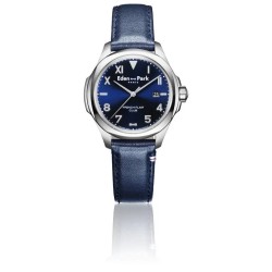 MONTRE HOMME EDEN PARK FRENCH FLAIR CLUB BRACELET CUIR BLEU CADRAN BLEU SOLEIL DATEUR