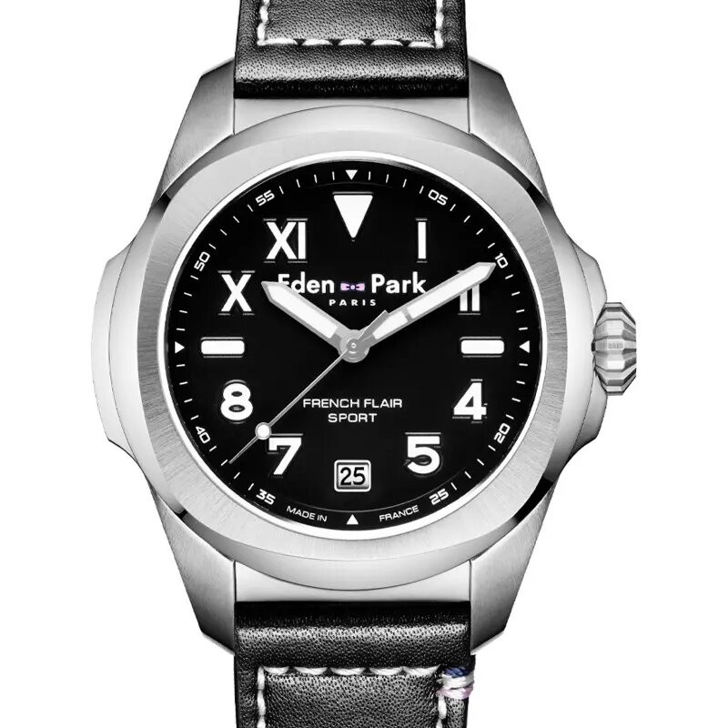 Montre analogique Eden Park collection French Flair Sport bracelet cuir noir