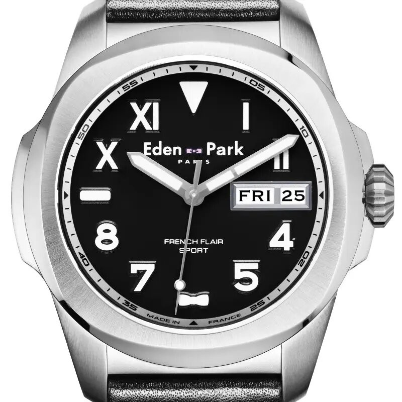 Montre analogique Eden Park collection French Flair Sport bracelet cuir noir