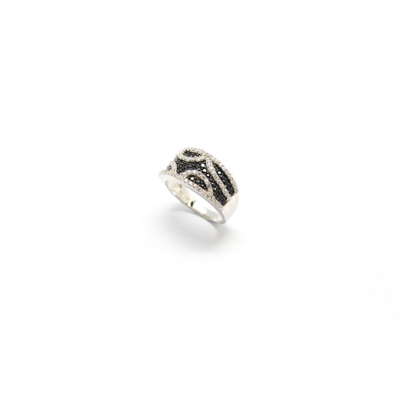 Carador - Bague Noire et Blanche ARGENT 925/003