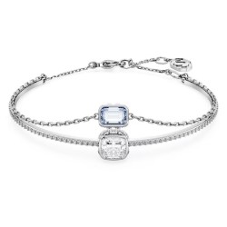 Bracelet Jonc Femme Swarovski Collection Stilla Métal argenté et Cristal bleu