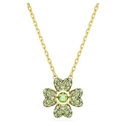 Collier Femme Swarovski Collection Idyllia en métal doré et cristaux verts motif tréfles