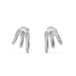 Boucles d'oreilles femme guess trois rangs en acier argenté avec oxydes de zirconium