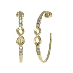 Boucles d'oreilles demi créoles femme Guess signe infini en acier doré avec oxydes de zirconium