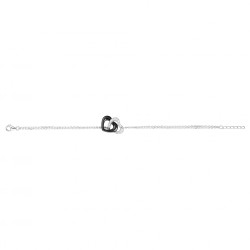 Bracelet femme Carador en argent double cœur avec oxydes de zirconium et céramique noire