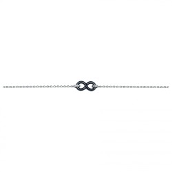 Bracelet femme carador en argent avec un signe infini en céramique noire et oxydes de zirconium